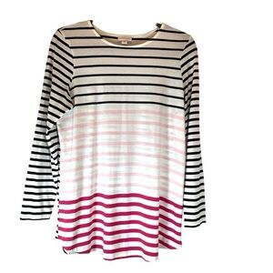 LOFT Lightweight Long Sleeve Striped Tunic Top Cotton M